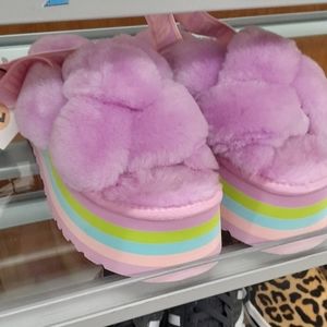 Purple high sole authentic UGG slides
